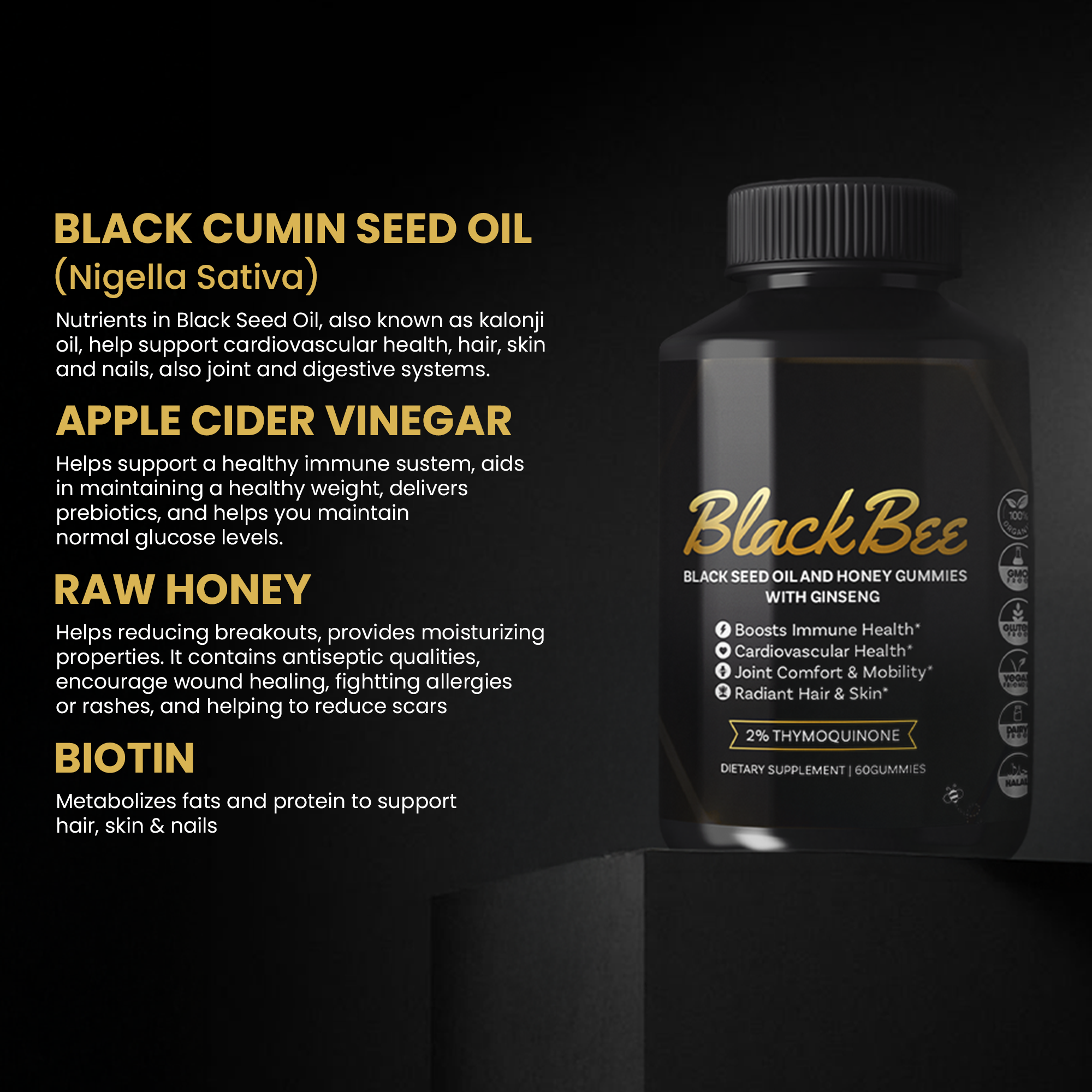 Black Seed Oil and Honey Gummies with Ginseng